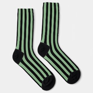Dunkelmeergrüne und schwarze große vertikale Strei Socken
