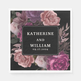 Dunkelmoody-Bordeaux-Blütenblütenhochzeit Serviette