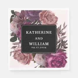 Dunkelmoody-Bordeaux-Blütenblütenhochzeit Serviette