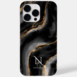 Dunkelnächtlicher Gold-Glitzer-Marmor anpassbar iPhone 16 Pro Max Hülle