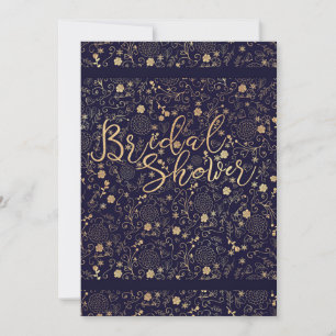 Dunkelnavyblau und Gold elegante Brautdusche Einladung