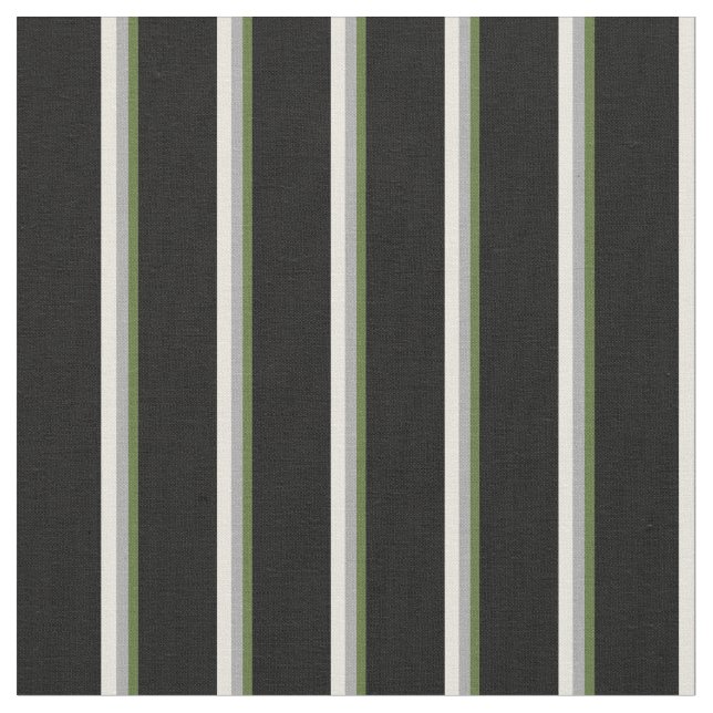 Dunkelofengrün, Dunkelgrau, Beige und Schwarz Stoff (Nahaufnahme)