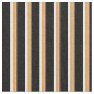 Dunkelofengrün, Pflaumen, Orange, Weiß und Schwarz Stoff