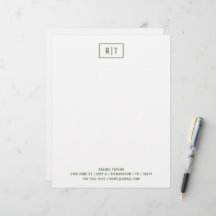 Dunkelolive Green Moderne Monogram Simple