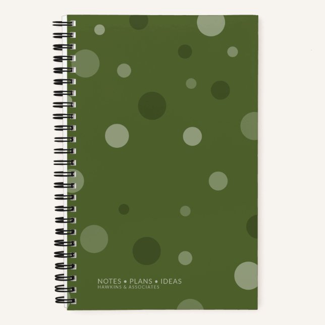 Dunkelolive Green Pop Dots Spiral Bound Notizbuch (Vorderseite)