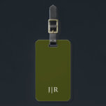 Dunkeloliven grün und weiß I Moderne Monogramm Gepäckanhänger<br><div class="desc">Dieses moderne Gepäckanhänger-Design zeichnet sich durch einen reichen dunkelolive-grünen Hintergrund aus. Ihre Initialen in fett weißem Text sorgen für ein schlichtes,  stilvolles und dennoch berufliches Aussehen.</div>