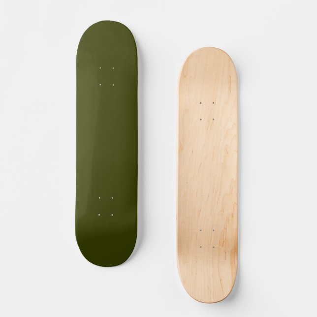 Dunkelolivengrün, solide Farbe Skateboard (Vorderseite)