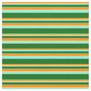 Dunkelorange, Aquamarine und dunkelgrüne Streifen Stoff
