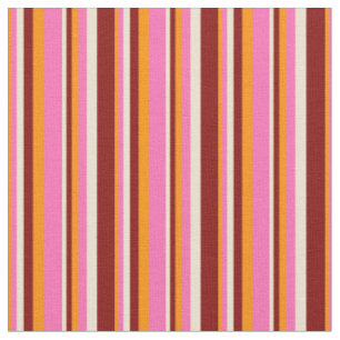 Dunkelorange, Hot Pink, Beige und Maroon Streifen Stoff