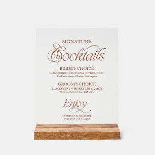 Dunkelorange minimalist Signature-Cocktails-Schild Acrylschild