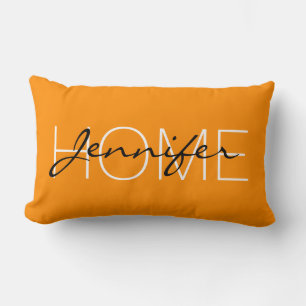 Dunkelorangefarbene Heimmonogramm Lendenkissen