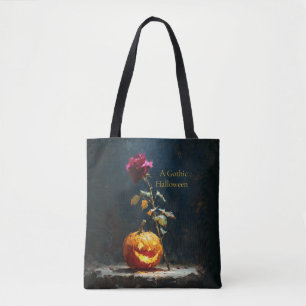 Dunkelromantische Kürbis- und Rosen-Halloween-Tasc