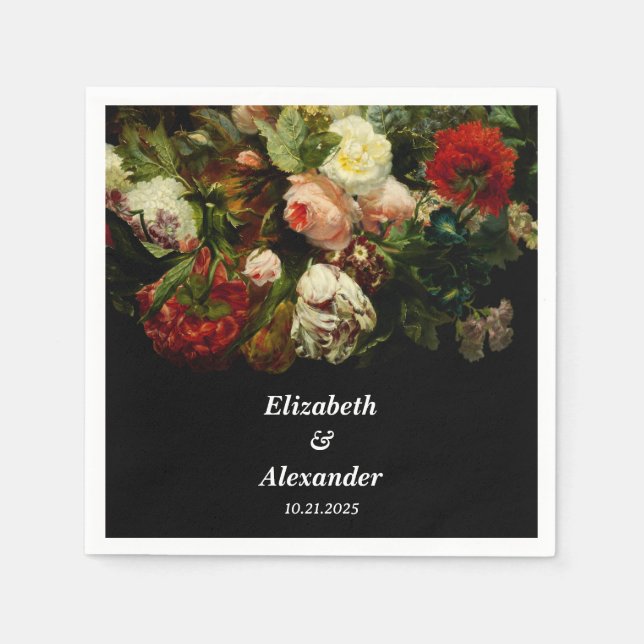 Dunkelromantische, stimmungsvolle Blume Serviette (Vorderseite)