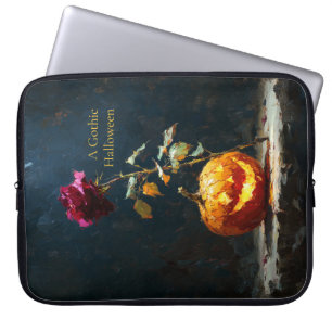 Dunkelromantischer Kürbis- und Rosen-Laptop-Schutz Laptopschutzhülle