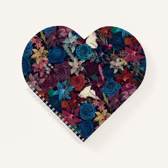 Dunkelromantisches Muster Notizbuch (Vorderseite)