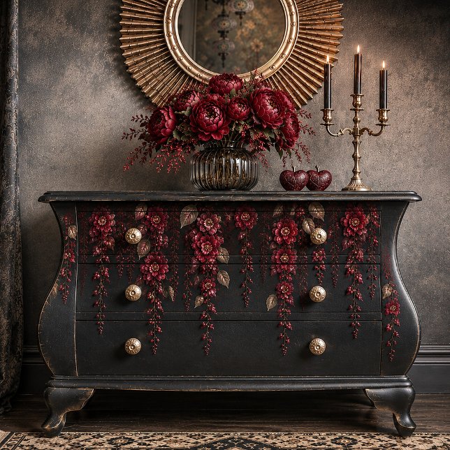 Dunkelromantisches rotes Blumen-Decoupage-Tissue-P Seidenpapier (Von Creator hochgeladen)