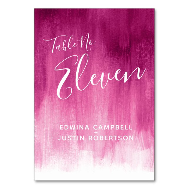 Dunkelrosa abstrakte Wäsche Moderne Tischnummer (Rückseite)