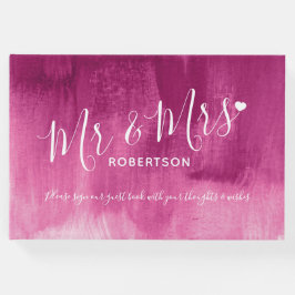 Dunkelrosa abstraktes personalisiertes HochzeitsGä Gästebuch