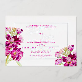 Dunkelrosa Aquarellfarbe Hochzeitsgold Folieneinladung