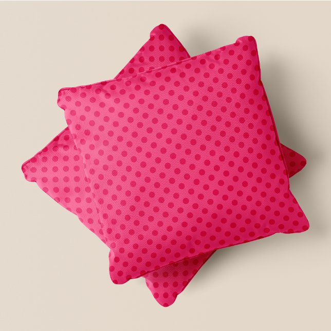 Dunkelrosa auf hellrosa Retro-Chic Polka Docks Kissen (Dark Pink On Light Pink Retro Chic Polka Dots Throw Pillow)