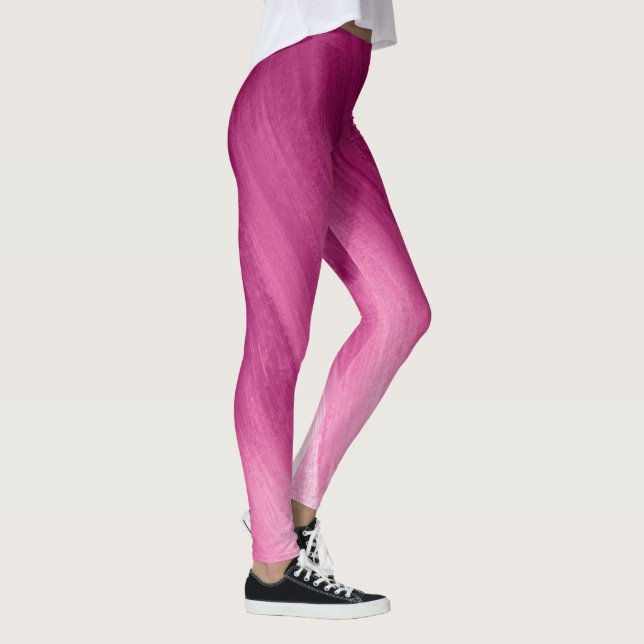 Dunkelrosa bis weiße Leggings abstrakter Kunst (Rechts)