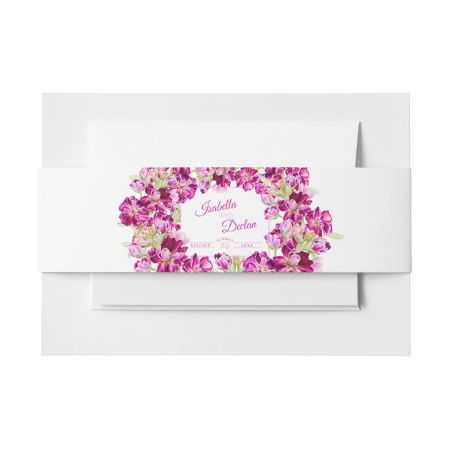 Dunkelrosa Blütenblume Hochzeit Einladungsbanderole (Vorderseite Beispiel)