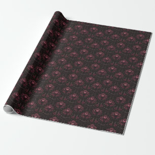 Dunkelrosa Blütendampfer auf schwarz Geschenkpapier
