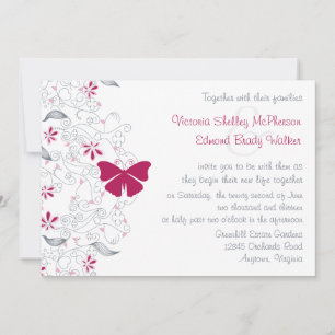 Dunkelrosa Butterfly Whimsy-Einladung Einladung