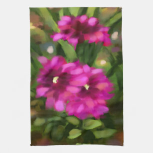 Dunkelrosa Dahlia Blume Blume Grün Geschirrtuch