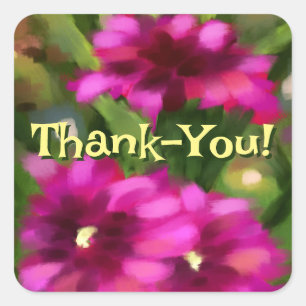 Dunkelrosa Dahlia Blume Blume Grün Quadratischer Aufkleber