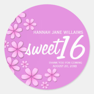 Dunkelrosa Daisy Personalisiert Sweet 16 Sticker S