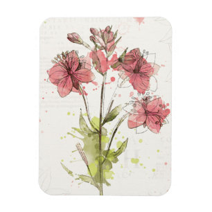 Dunkelrosa Floral Splash Magnet