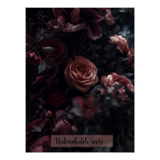 Dunkelrosa florales inspirierendes glänzendes Post Poster