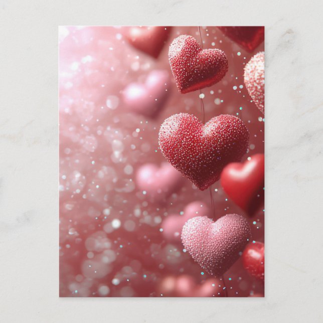Dunkelrosa Herz Valentins Gruß Postkarte (Vorderseite)
