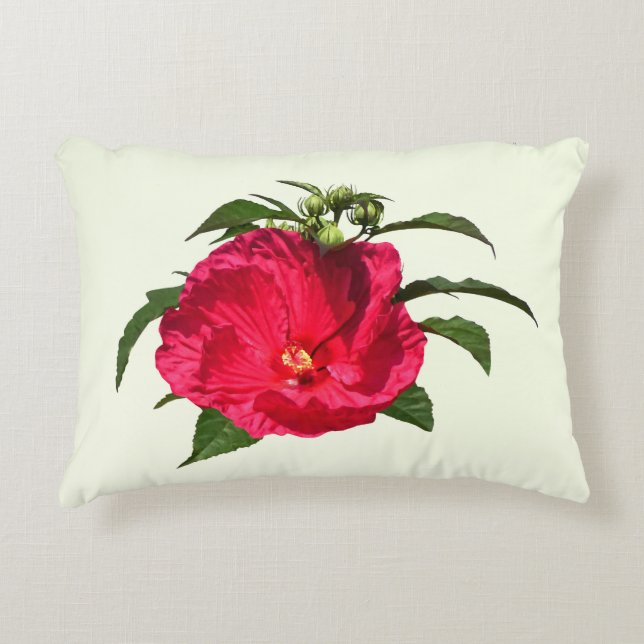 Dunkelrosa Hibiskus Dekokissen (Vorderseite)