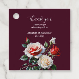 Dunkelrosa Hübsche rote Rosen Blumenhochzeit Geschenkanhänger