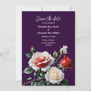 Dunkelrosa Hübsche rote Rosen Blumenhochzeit Save The Date