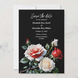 Dunkelrosa Hübsche rote Rosen Blumenhochzeit Save The Date