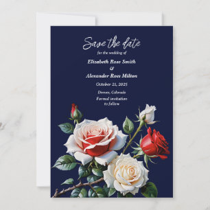 Dunkelrosa Hübsche rote Rosen Blumenhochzeit Save The Date