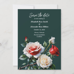 Dunkelrosa Hübsche rote Rosen Blumenhochzeit Save The Date