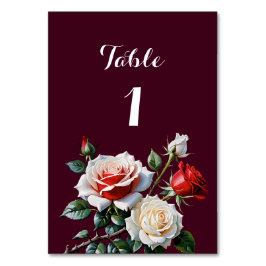 Dunkelrosa Hübsche rote Rosen Blumenhochzeit Tischnummer