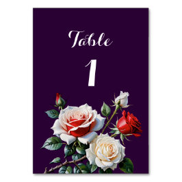 Dunkelrosa Hübsche rote Rosen Blumenhochzeit Tischnummer