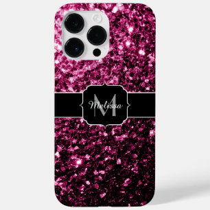 Dunkelrosa Imitate glänzen Glitzer Glitzern Monogr Case-Mate iPhone 14 Pro Max Hülle
