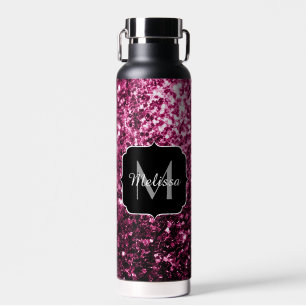 Dunkelrosa Imitate glänzen Glitzer Glitzern Monogr Trinkflasche