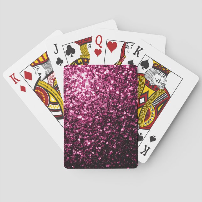 Dunkelrosa Imitate glänzen Glitzer Glitzern Spielkarten (Rückseite)