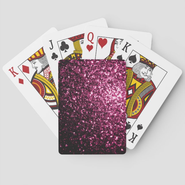 Dunkelrosa Imitate glänzen Glitzer Glitzern Spielkarten (Rückseite)