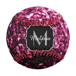 Dunkelrosa Imitate Glitzer funkeln Monogramm-Name Baseball