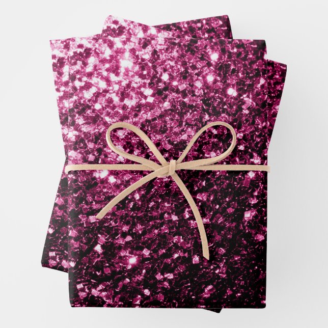 Dunkelrosa Imitate Glitzer Glitzern Geschenkpapier Set (Beispiel)
