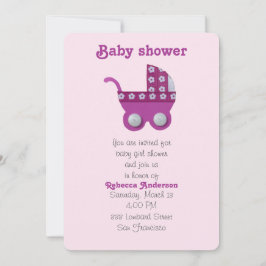 Dunkelrosa Kindermädchendusche Einladung