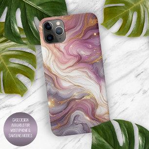 Dunkelrosa Lila Gold Weiß Marmor Kunst Muster iPhone 16 Pro Max Hülle